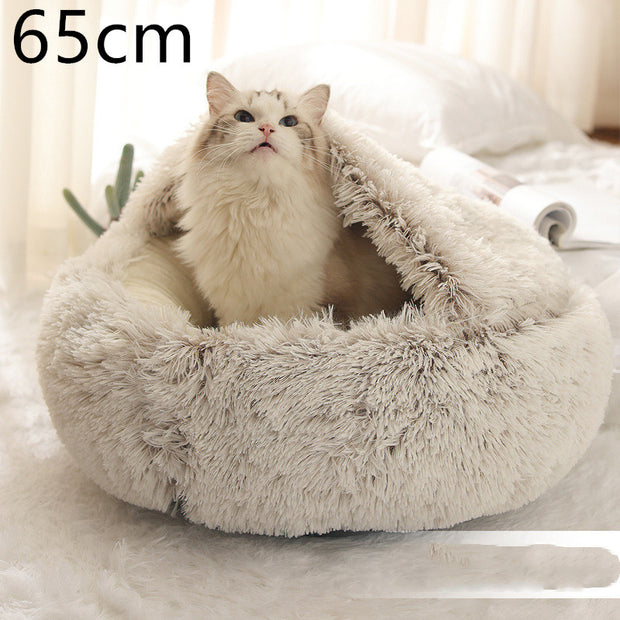 Round Winter Pet Bed – Plush Warm House for Dogs & Cats – size reference