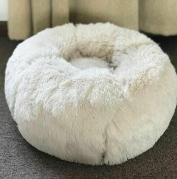 Round Plush Pet Nest Bed - Cozy Kennel for Small Dogs & Cats – size reference
