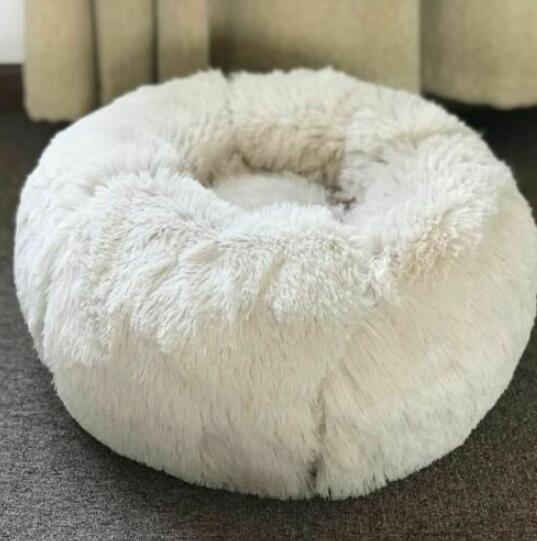 Round Plush Pet Nest Bed - Cozy Kennel for Small Dogs & Cats – size reference