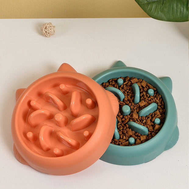 Slow Feeder Dog Bowl - Anti-Choking Stainless Steel Pet Dish – side view