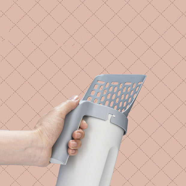 Integrated Cat Litter Scoop – Waste Bin & Bag Storage Set – detail view