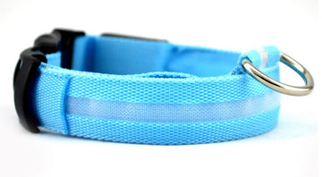 LED Dog Safety Collar – Nylon Glow-in-the-Dark Night Light – color options