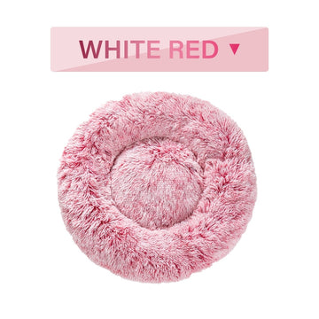 Fluffy Donut Dog Bed - Plush Bolster Pet Cushion for Nesting – in use