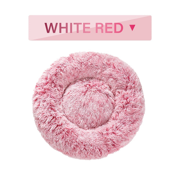 Fluffy Donut Dog Bed - Plush Bolster Pet Cushion for Nesting – in use