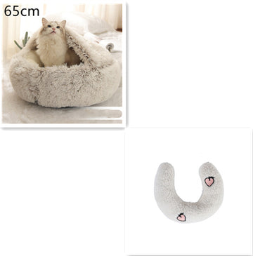 Round Winter Pet Bed – Plush Warm House for Dogs & Cats – close-up