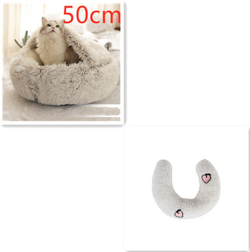 Round Winter Pet Bed – Plush Warm House for Dogs & Cats – side view