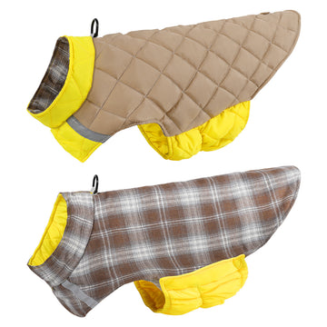Double-Sided Reflective Plaid Dog Vest – Warm Winter Coat – size reference