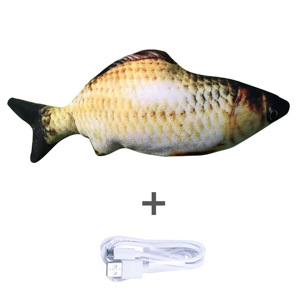 Motion-Activated Fish Cat Toy - USB Rechargeable Flopping Interactive – side view