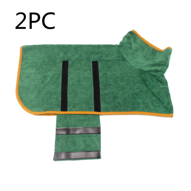 Absorbent Dog Bathrobe – Quick-Dry Microfiber Towel Coat with Belt – close-up