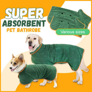 Absorbent Dog Bathrobe – Quick-Dry Microfiber Towel Coat with Belt – in use