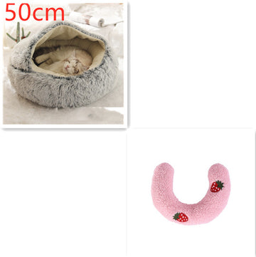 miniature poodle in pink round winter pet bed size M