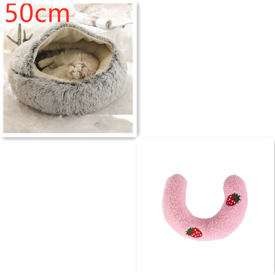 miniature poodle in pink round winter pet bed size M