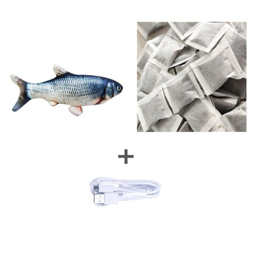 complete motion fish cat toy kit USB cable toy packaging