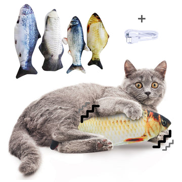 Motion-Activated Fish Cat Toy - USB Rechargeable Flopping Interactive – size reference