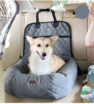 2-in-1 Dog Car Seat Bed – Folding Travel Carrier & Cushion – color options