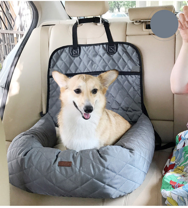 2-in-1 Dog Car Seat Bed – Folding Travel Carrier & Cushion – color options