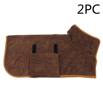 Absorbent Dog Bathrobe – Quick-Dry Microfiber Towel Coat with Belt – in use