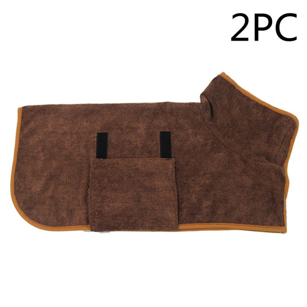 Absorbent Dog Bathrobe – Quick-Dry Microfiber Towel Coat with Belt – in use