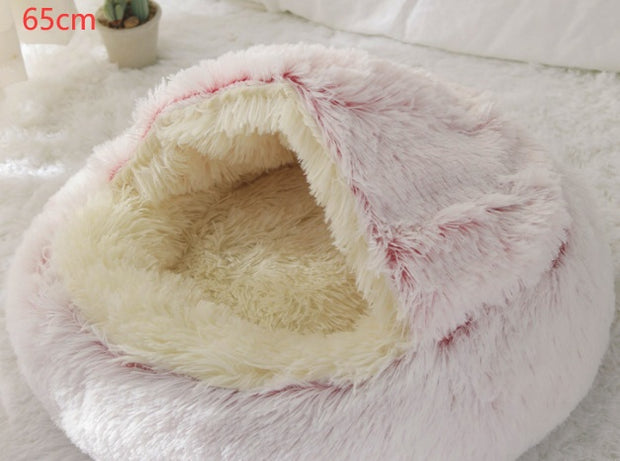 munchkin cat sleeping gray round pet bed size S