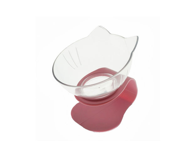 Elevated Double Cat Bowl – 15° Tilted Neck-Protection Food & Water Feeder – side view