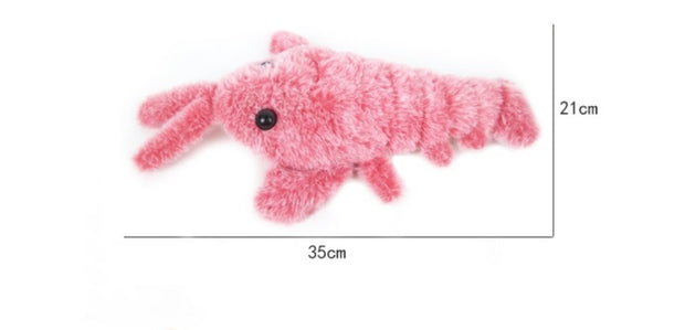 Electric Jumping Shrimp Cat Toy – USB Plush Lobster – close-up