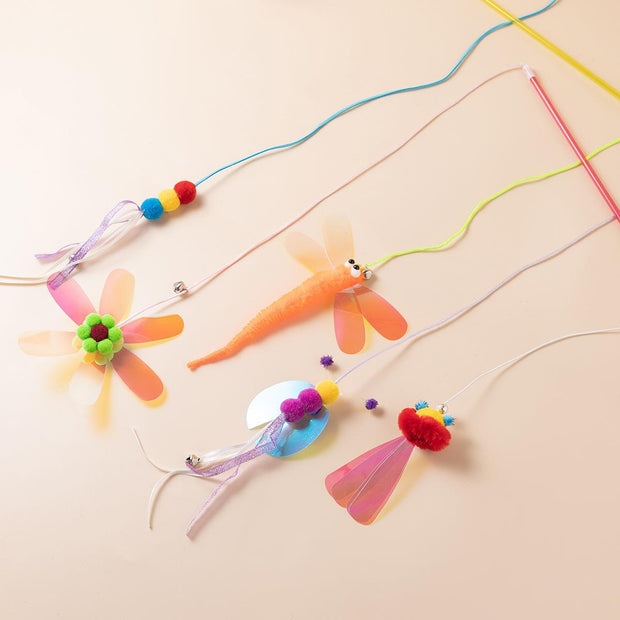 Cat Teaser Wand – Shiny Reflective Ribbon Toy – in use