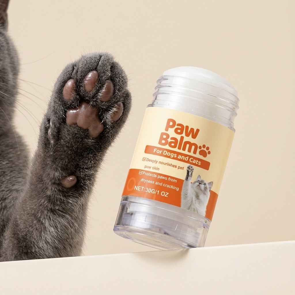 open tin of moisturizing paw balm for dogs and cats