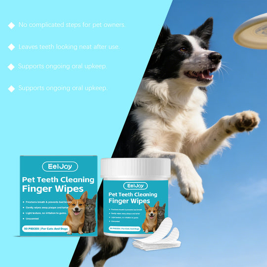 Pet Dental Finger Cots with Cleansing Wipes – 50 Pack Tooth Cleaning