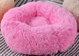 Round Plush Pet Nest Bed - Cozy Kennel for Small Dogs & Cats – pet wearing