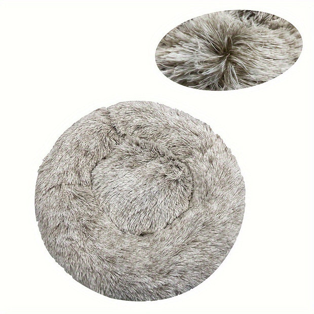 Machine-Washable Plush Round Dog Bed – Orthopedic Comfort – color options
