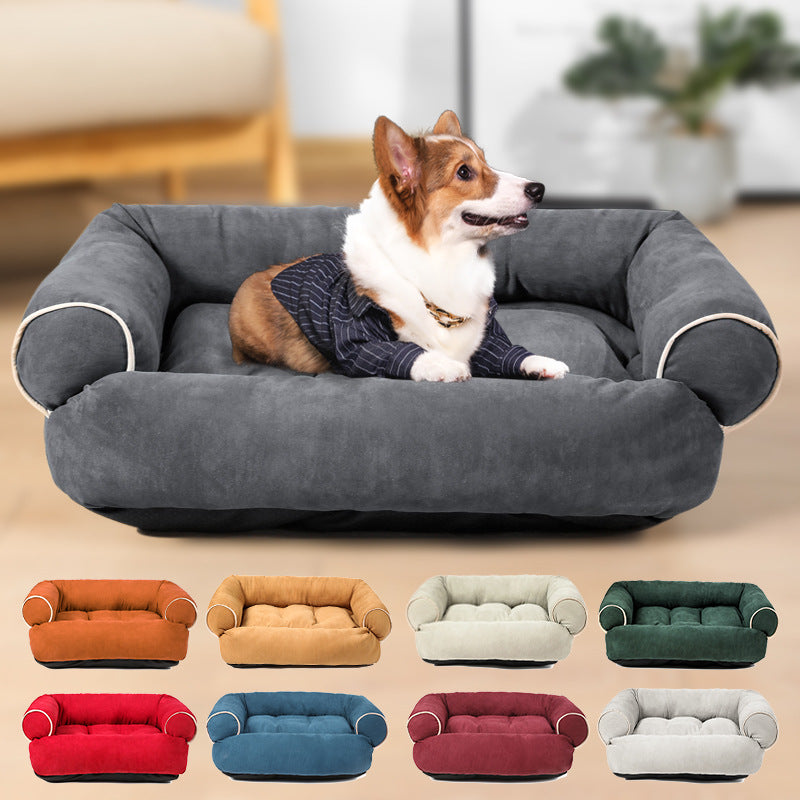 plush dog sofa bed sleeping bag with raised sides for small dogs and cats