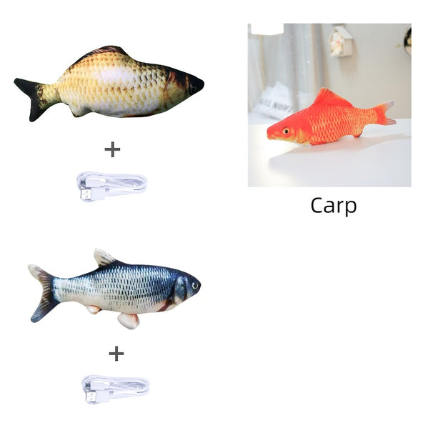 Motion-Activated Fish Cat Toy - USB Rechargeable Flopping Interactive – in use