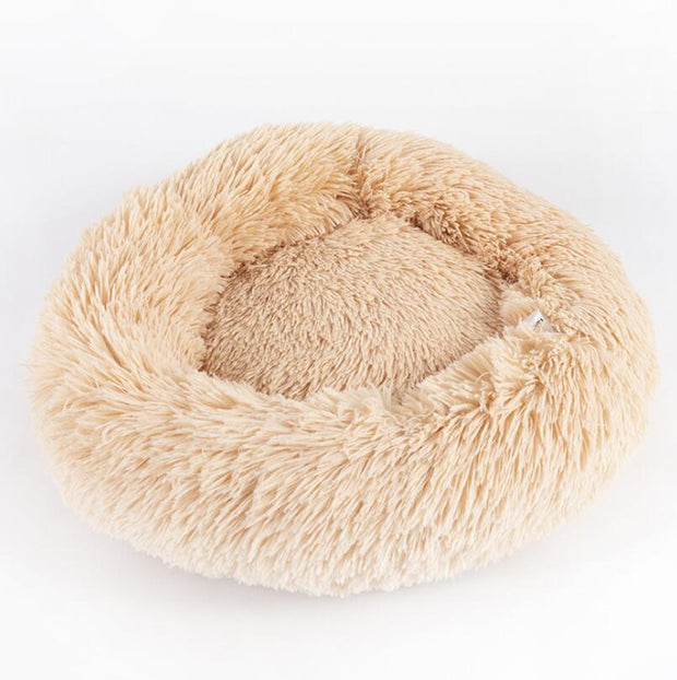 Round Plush Pet Nest Bed - Cozy Kennel for Small Dogs & Cats – close-up