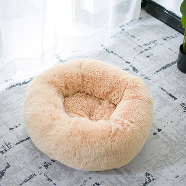 Round Plush Pet Nest Bed - Cozy Kennel for Small Dogs & Cats – angle view