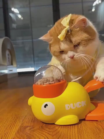interactive duck slow feed bowl dog nudging for food IQ enrichment toy anti gulp video