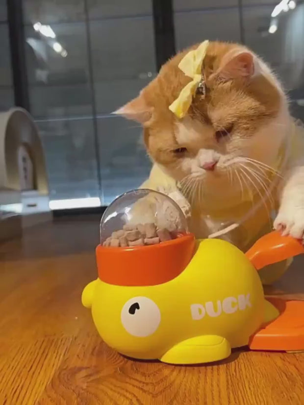 interactive duck slow feed bowl dog nudging for food IQ enrichment toy anti gulp video
