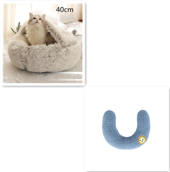 Round Winter Pet Bed – Plush Warm House for Dogs & Cats – lifestyle photo