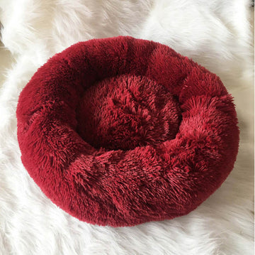 Round Plush Pet Nest Bed - Cozy Kennel for Small Dogs & Cats – close-up