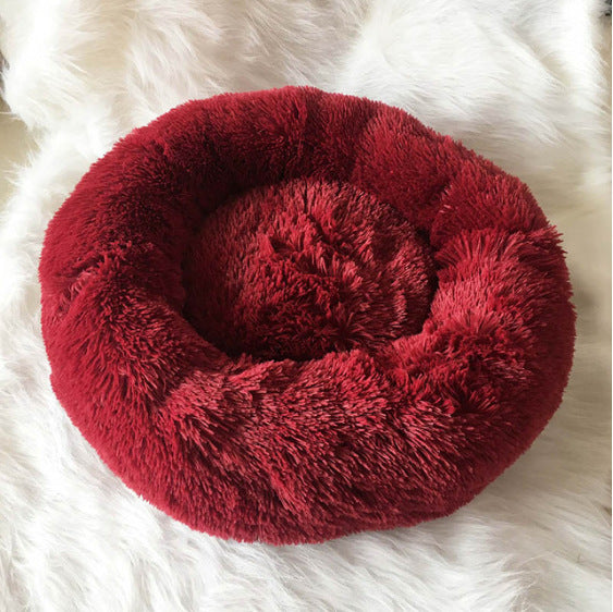 Round Plush Pet Nest Bed - Cozy Kennel for Small Dogs & Cats – close-up