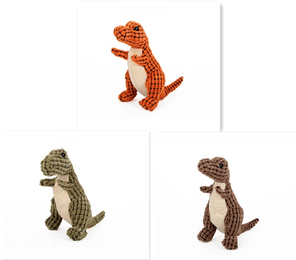 Dinosaur Dog Toy – Plush Squeaky Chew for Medium & Large Dogs – in use