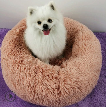 Round Plush Pet Nest Bed - Cozy Kennel for Small Dogs & Cats – detail view