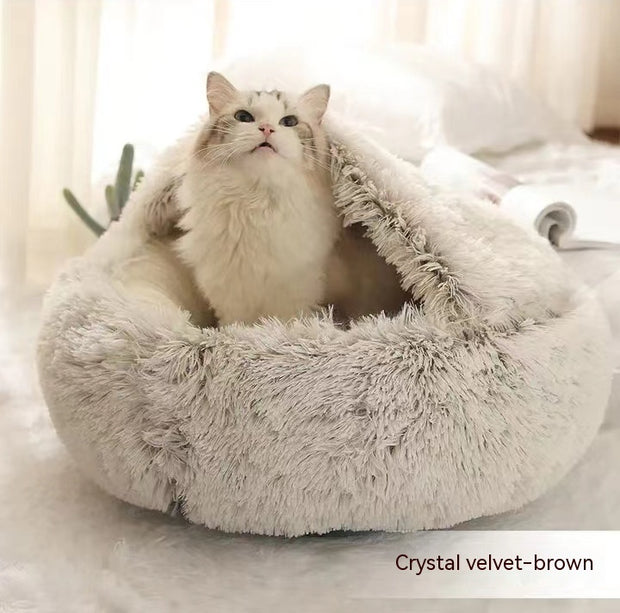 Round Winter Pet Bed – Plush Warm House for Dogs & Cats – size reference