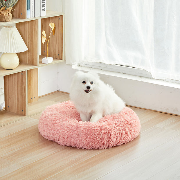 Machine-Washable Plush Round Dog Bed – Orthopedic Comfort – detail view
