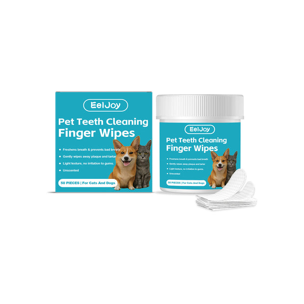 Pet Dental Finger Cots with Cleansing Wipes – 50 Pack Tooth Cleaning – in use