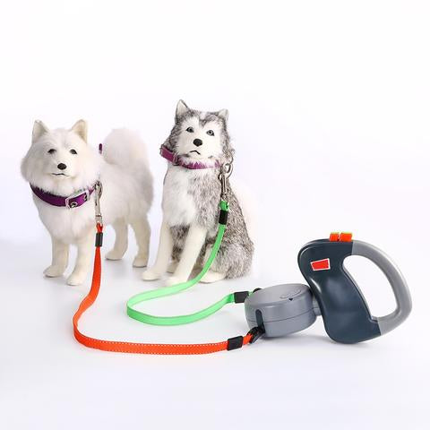 Retractable Dual Dog Leash – Tangle-Free 360° Swivel Double Walking Leash