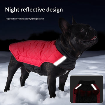 Double-Sided Reflective Plaid Dog Vest – Warm Winter Coat – side view