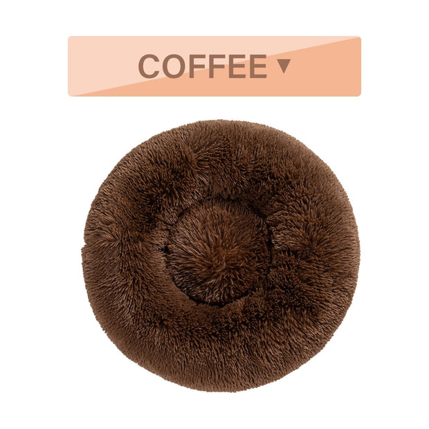 Fluffy Donut Dog Bed - Plush Bolster Pet Cushion for Nesting – features