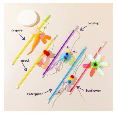 Cat Teaser Wand – Shiny Reflective Ribbon Toy – color options