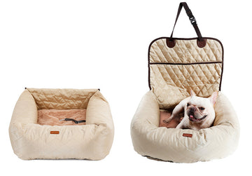 2-in-1 Dog Car Seat Bed – Folding Travel Carrier & Cushion – close-up