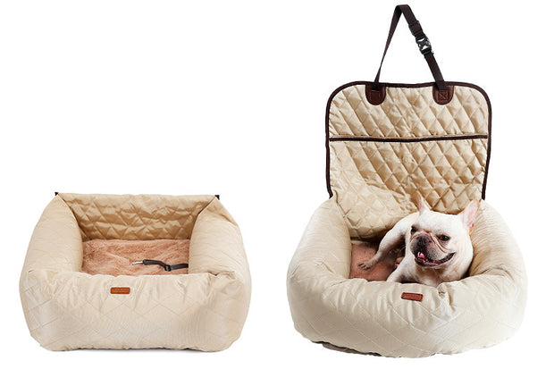 2-in-1 Dog Car Seat Bed – Folding Travel Carrier & Cushion – close-up